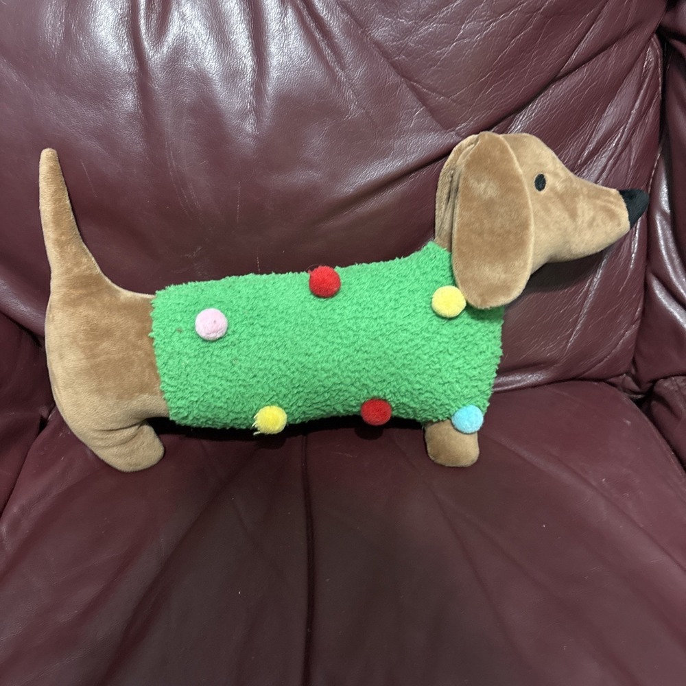 Festive Fun 2023 Dachshund Christmas Sweater Novelty 11" x 18" Throw Pillow